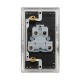 Saxby Raised Screwed 45A Large Plate Double Pole Switch with Neon - Brushed Steel with Black Insert