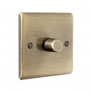 Saxby Raised Screwed 1 Gang LED Dimmer 5-100W - Antique Brass