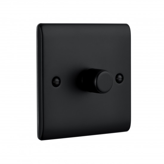 Saxby Raised Screwed 1 Gang LED Dimmer 5-100W - Matt Black