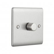 Saxby Raised Screwed 1 Gang LED Dimmer 5-100W - Brushed Steel