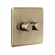 Saxby Raised Screwed 2 Gang LED Dimmer 5-100W - Antique Brass