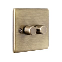Saxby Raised Screwed 2 Gang LED Dimmer 5-100W - Antique Brass