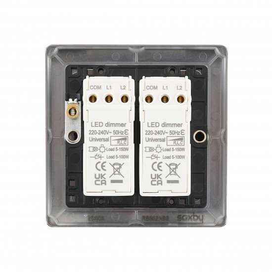 Saxby Raised Screwed 2 Gang LED Dimmer 5-100W - Antique Brass