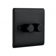 Saxby Raised Screwed 2 Gang LED Dimmer 5-100W - Matt Black