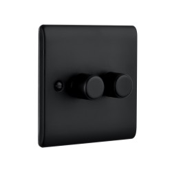 Saxby Raised Screwed 2 Gang LED Dimmer 5-100W - Matt Black