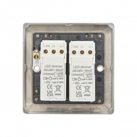 Saxby Raised Screwed 2 Gang LED Dimmer 5-100W - Matt Black