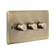 Saxby Raised Screwed 3 Gang LED Dimmer 5-100W - Antique Brass