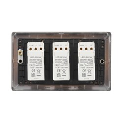 Saxby Raised Screwed 3 Gang LED Dimmer 5-100W - Antique Brass