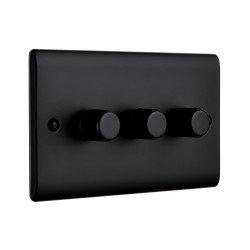Saxby Raised Screwed 3 Gang LED Dimmer 5-100W - Matt Black