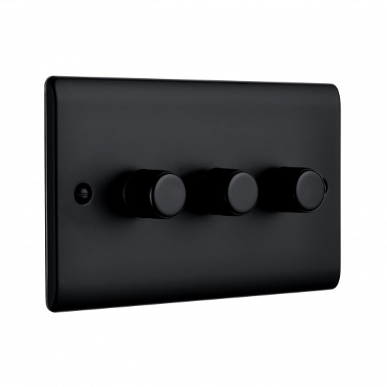 Saxby Raised Screwed 3 Gang LED Dimmer 5-100W - Matt Black