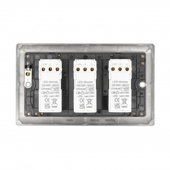 Saxby Raised Screwed 3 Gang LED Dimmer 5-100W - Matt Black