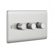 Saxby Raised Screwed 3 Gang LED Dimmer 5-100W - Brushed Steel
