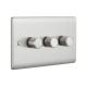 Saxby Raised Screwed 3 Gang LED Dimmer 5-100W - Brushed Steel