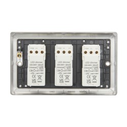 Saxby Raised Screwed 3 Gang LED Dimmer 5-100W - Brushed Steel