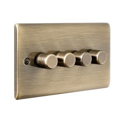 Saxby Raised Screwed 4 Gang LED Dimmer 5-100W - Antique Brass