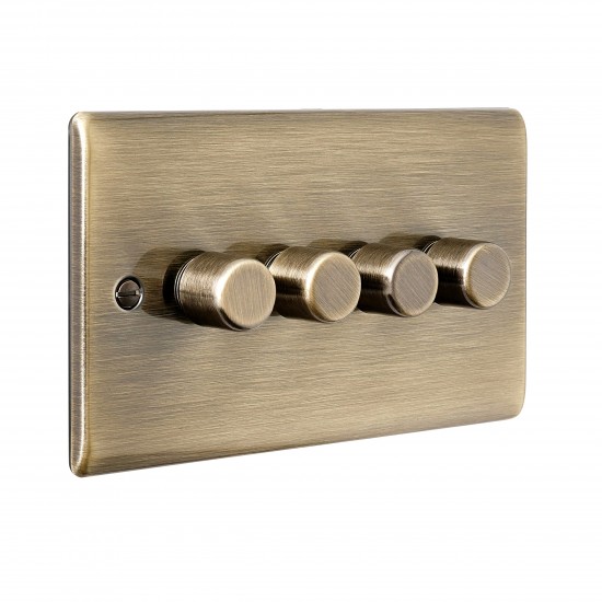 Saxby Raised Screwed 4 Gang LED Dimmer 5-100W - Antique Brass