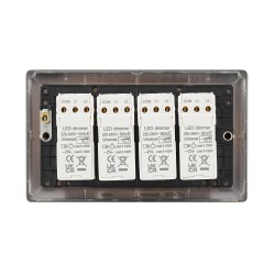 Saxby Raised Screwed 4 Gang LED Dimmer 5-100W - Antique Brass