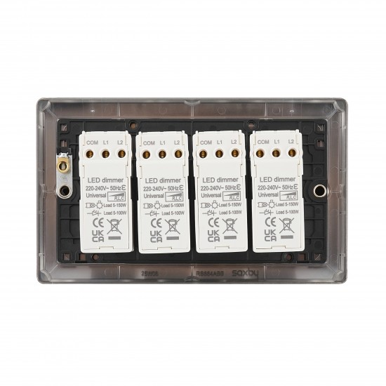 Saxby Raised Screwed 4 Gang LED Dimmer 5-100W - Antique Brass