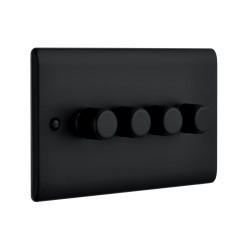 Saxby Raised Screwed 4 Gang LED Dimmer 5-100W - Matt Black