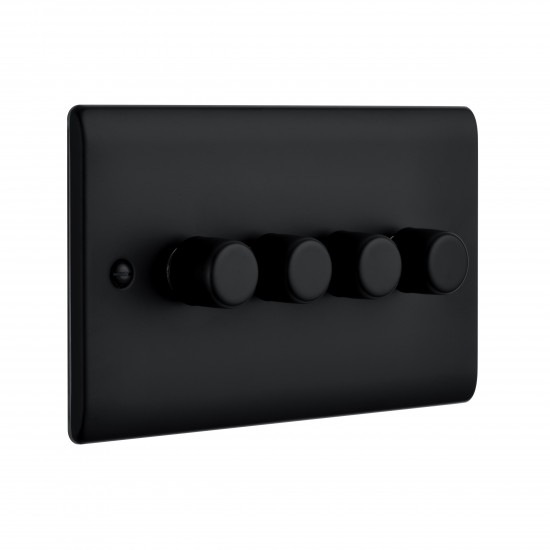Saxby Raised Screwed 4 Gang LED Dimmer 5-100W - Matt Black