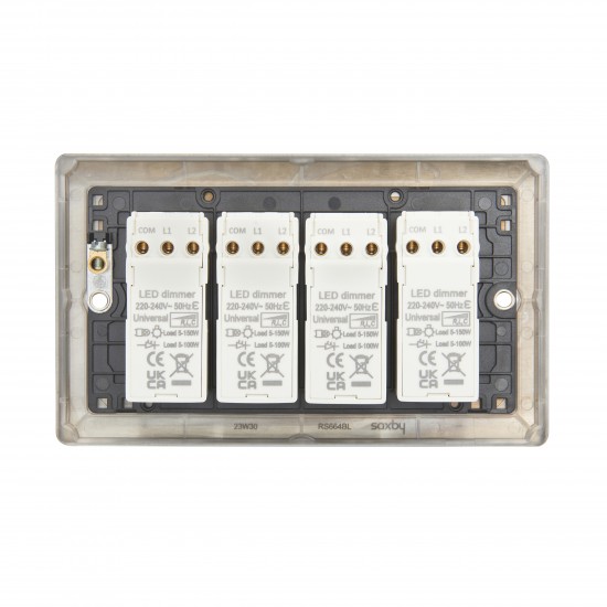 Saxby Raised Screwed 4 Gang LED Dimmer 5-100W - Matt Black