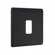 Saxby Raised Screwed 1 Gang Grid Front Plate - Matt Black