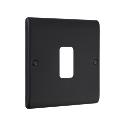 Saxby Raised Screwed 1 Gang Grid Front Plate - Matt Black
