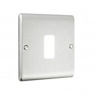 Saxby Raised Screwed 1 Gang Grid Front Plate - Brushed Steel