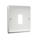 Saxby Raised Screwed 1 Gang Grid Front Plate - Brushed Steel