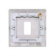 Saxby Raised Screwed 1 Gang Grid Front Plate - Brushed Steel
