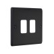 Saxby Raised Screwed 2 Gang Grid Front Plate - Matt Black