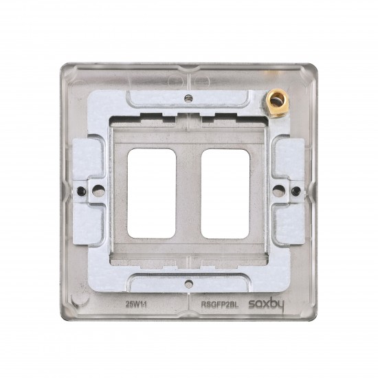 Saxby Raised Screwed 2 Gang Grid Front Plate - Matt Black
