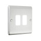 Saxby Raised Screwed 2 Gang Grid Front Plate - Brushed Steel