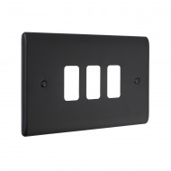 Saxby Raised Screwed 3 Gang Grid Front Plate - Matt Black