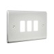Saxby Raised Screwed 3 Gang Grid Front Plate - Brushed Steel