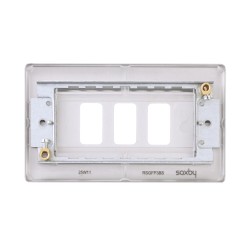 Saxby Raised Screwed 3 Gang Grid Front Plate - Brushed Steel