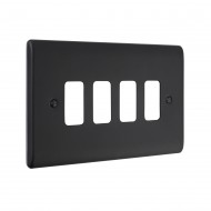Saxby Raised Screwed 4 Gang Grid Front Plate - Matt Black