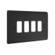 Saxby Raised Screwed 4 Gang Grid Front Plate - Matt Black