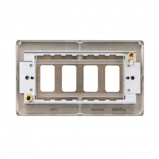 Saxby Raised Screwed 4 Gang Grid Front Plate - Matt Black