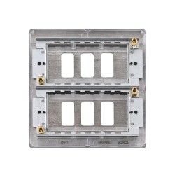 Saxby Raised Screwed 6 Gang Grid Front Plate - Matt Black
