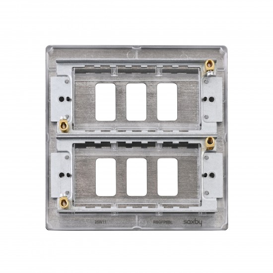 Saxby Raised Screwed 6 Gang Grid Front Plate - Matt Black