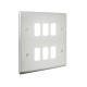 Saxby Raised Screwed 6 Gang Grid Front Plate - Brushed Steel