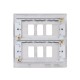 Saxby Raised Screwed 6 Gang Grid Front Plate - Brushed Steel