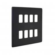 Saxby Raised Screwed 8 Gang Grid Front Plate - Matt Black