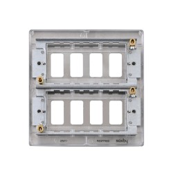 Saxby Raised Screwed 8 Gang Grid Front Plate - Brushed Steel