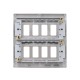 Saxby Raised Screwed 8 Gang Grid Front Plate - Brushed Steel