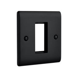 Saxby Raised Screwed 1 Gang Modular Faceplate (1 Module) - Matt Black