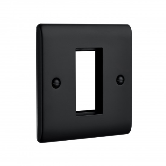 Saxby Raised Screwed 1 Gang Modular Faceplate (1 Module) - Matt Black