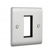 Saxby Raised Screwed 1 Gang Modular Faceplate (1 Module) - Brushed Steel