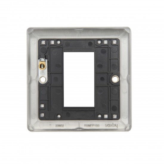 Saxby Raised Screwed 1 Gang Modular Faceplate (1 Module) - Brushed Steel